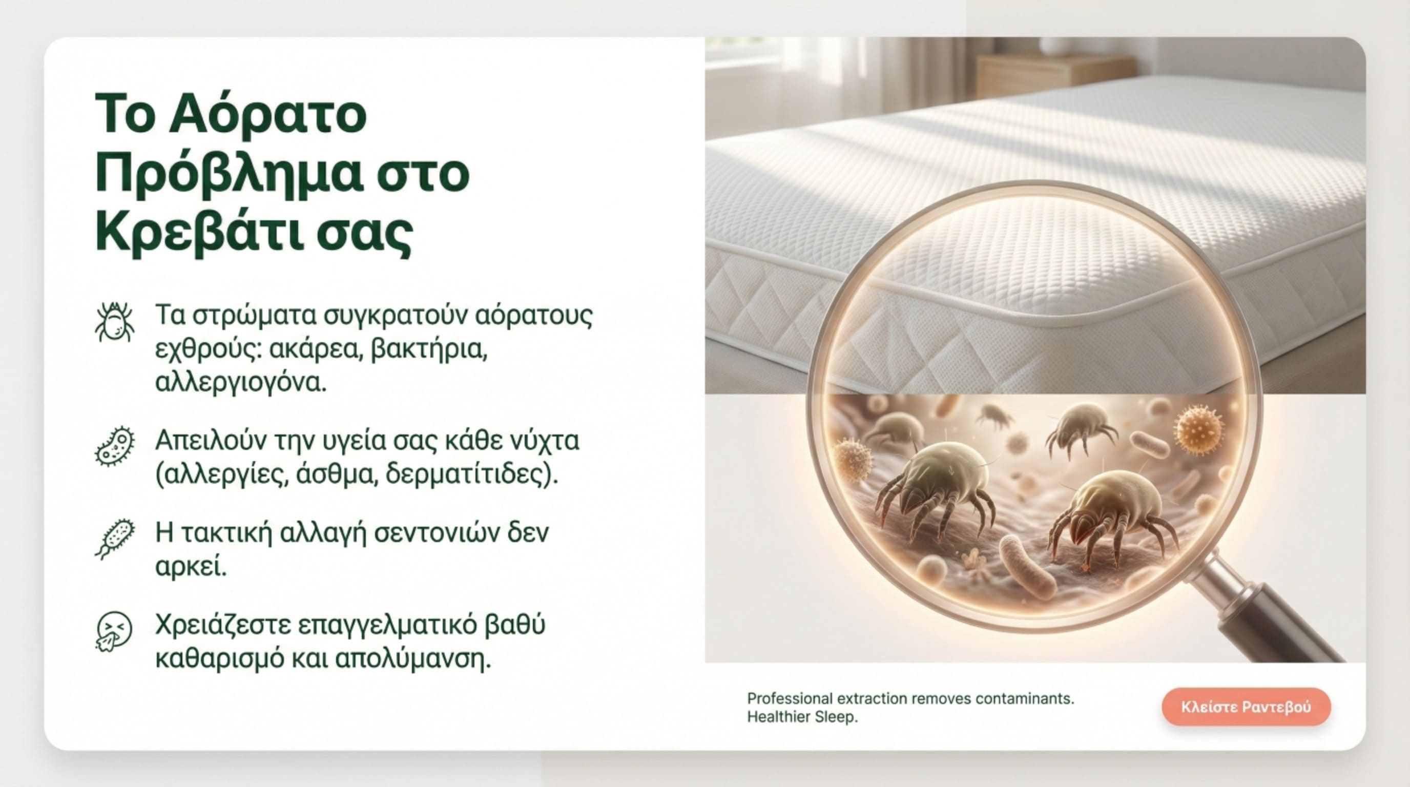 Ακάρεα και βακτήρια στο στρώμα - μικροσκοπική ανάλυση